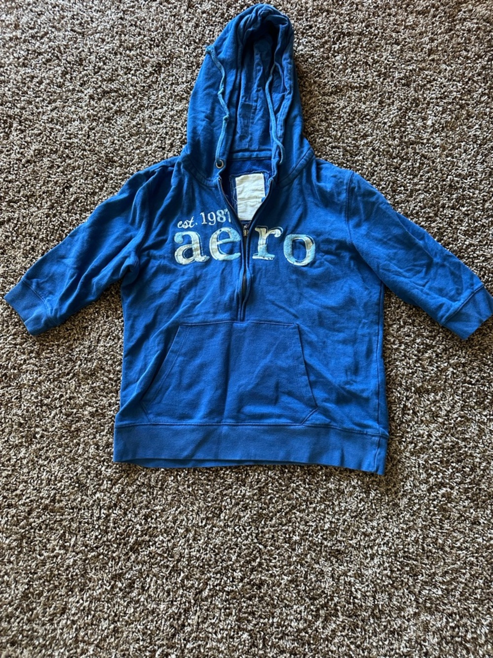 Aeropostale Blue Hoodie Sweatshirt with White Logo